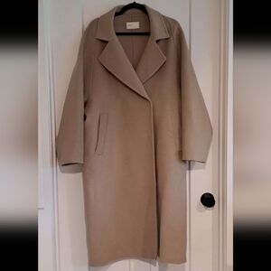 NWT Sara Double Face Wool Wrap Coat (Beige) - Nap Loungewear
